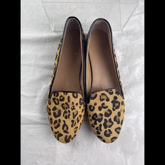 J Crew Womens Flats Size 9.5 Leather Leopard Print Driving Moccasins - Picture 2 of 9